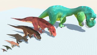 Tyrannosaurus Rex of Evolution vs ALL Dinosaurs Sharks Brachiosaurus Piranhas Animals Revolt Battle [upl. by Inanak]