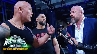 The Rock curses out Triple H following Cody Rhodes altercation WrestleMania XL Kickoff [upl. by Sherlocke]