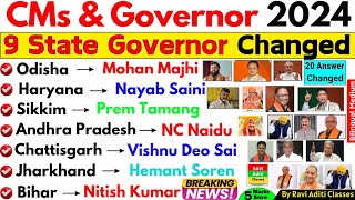 9 State Governor Changed 2024  CM and Governor 2024 New Update  Current Affairs 2024 Memory Trick [upl. by Enilesoj]