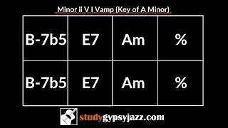 Gypsy Jazz Backing Track  Play Along  Minor ii V I in A B7b5 E7 Am [upl. by Tarrant]