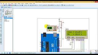 Arduino with DHT11 sensor and LCD  Proteus simulation [upl. by Anaihsat]