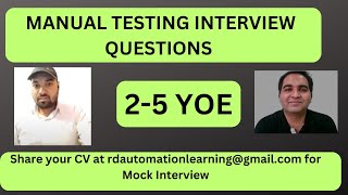 Manual Testing Interview For Experienced Testing Interview Questions [upl. by Hadeehsar486]