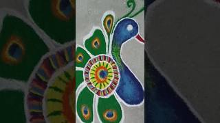 peacock rangoli 🦚simple rangoli design 😍😱 rangoliart peacockrangoli diwalispecial diwalistatus [upl. by Ojyma470]