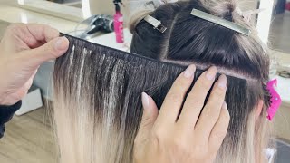 APLICAÇÃO  MEGA HAIR ADESIVO LOIRO COM RAIZ ESFUMADA [upl. by Bernard652]