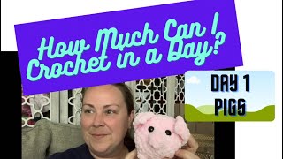 How Much Can I Crochet In A Day Day 1 Pigs [upl. by Elo324]