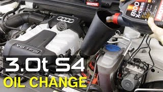 How to Change the Oil on a 30t Audi S4 [upl. by Hnilym]