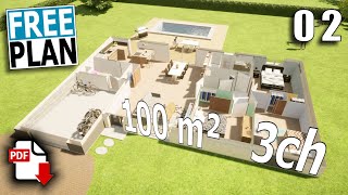 Plan maison gratuit 100 m² 3 chambres [upl. by Sayre798]