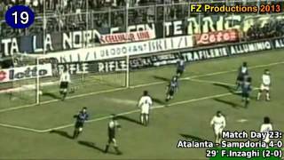 Filippo Inzaghi  156 goals in Serie A part 14 144 Parma Atalanta Juventus 19951998 [upl. by Archy425]