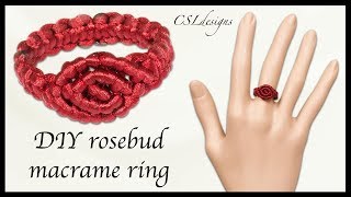 DIY rosebud macrame ring [upl. by Auria]