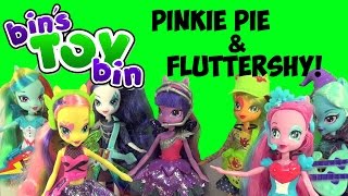 Equestria Girls Rainbow Rocks Pinkie Pie amp Fluttershy MLP Doll Review by Bins Toy Bin [upl. by Samohtnhoj]