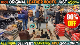 ब्रांडेड जूते पर 95 Off  Branded Leather Boots ₹450  Leather shoes n sneakers  Unseen brands 🔥 [upl. by Harwilll]