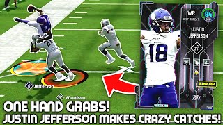 Justin Jefferson Makes CRAZY CATCHES One Hand Grabs Madden 23 [upl. by Supen]