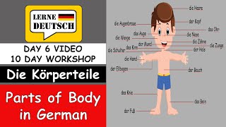 Parts of Body in German  Die Körperteile  Day 6  10 Day German Workshop for KIDS  Lerne Deutsch [upl. by Encratis]