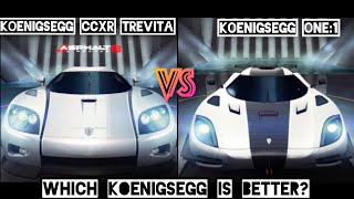 Koenigsegg one1 vs koenigsegg CCXR trevita✅ Full comparison  Asphalt 8 [upl. by Magdalen183]