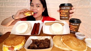 JOLLIBEE BREAKFAST MUKBANG  longganisa pancake tapa etc [upl. by Fielding]