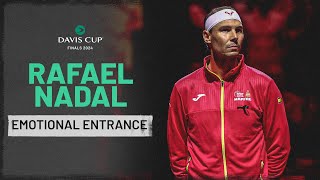 Emotional Rafael Nadal Walks Onto Court in Malaga 😢 Davis Cup Finals 2024 [upl. by Tymothy]