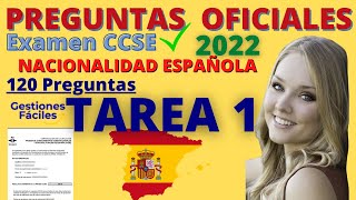 💥CCSE Test Examen Tarea 1 💥Conseguir la Nacionalidad Española Preguntas 2022 etoro [upl. by Cresida]