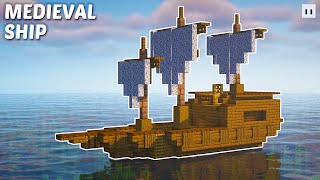 Minecraft  How to Build a Medium Sized Medieval Ship  Build Tutorial [upl. by Brana]