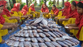 60 KG Silver Pomfret Fish Curry  Most Expensive Sea Fish Cooking in Village  Rupchanda Recipe [upl. by Drapehs]