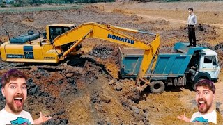 Komatsu Excavator Poclain  Komatus PC210 Making New River [upl. by Arima]