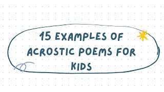 10 Examples of Acrostic Poems For Children shorts [upl. by Harald]