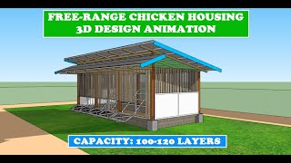 FREERANGE CHICKEN HOUSING DESIGN ANIMATION  Chicken Coop Design Poultry Building Plan Philippines [upl. by Lorianna]