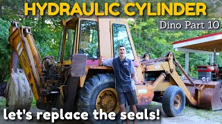 Resealing a Backhoe Hydraulic Stabilizer Cylinder Dynahoe 160 Part 10 [upl. by Kinsman]