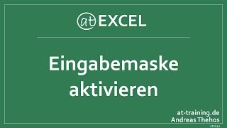 Eingabemaske aktivieren  Excel  alte Technologie [upl. by Kin]