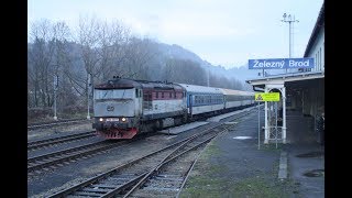 ECZ054267 Czech diesel locomotive quotBardotkaquot 749253 accelerates rychlík vlak train in Železný Brod [upl. by Huberty265]