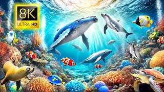 OCEANIC WONDERS Mesmerizing Marine Animals 8K VIDEO ULTRA HD HDR  8K ANIMAL OCEAN [upl. by Anirdnajela]