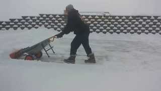 Using the Worxs Aerocart with snow plow attachment [upl. by Shanan]