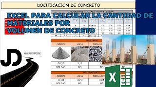 CÁLCULO DE MATERIALES POR METRO CÚBICO DE CONCRETO DOSIFICACIÓN DE CONCRETO  EXCEL [upl. by Stanway250]