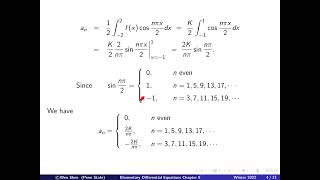 V84 Fourier series Example with an even discontinuous function Elementary Differential Equations [upl. by Ready]