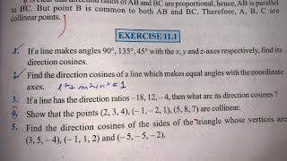 EX 111 Q1 TO Q5 SOLUTIONS OF THREE DIMENSIONAL GEOMETRY NCERT CHAPTER 11 CLASS 12th [upl. by Goldsmith639]