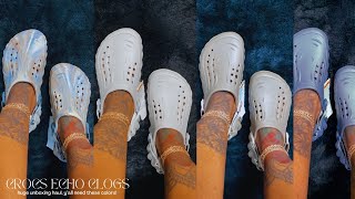 CROCS ECHO CLOG REVIEW amp TRY ON  FT STORM KHAKI ATMOSPHERE amp MARBLE COLORWAYS  VERY DETAILED [upl. by Aronaele]