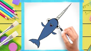 How to Draw a Narwhal  LEARN TO DRAW [upl. by Ahsaten807]