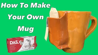 DIY Air Dry Clay Mug  How to Make and Fix to use  DAS AirHardening Modeling Clay [upl. by Renata]