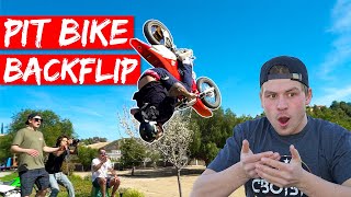 Crazy Pit Bike BACKFLIP Backyard pit bike riding with Tanner Fox [upl. by Ecnerewal482]