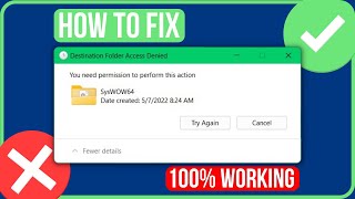 DESTINATION FOLDER ACCESS DENIED 2024  Fix You Need Permission to Perform This Action [upl. by Eilagam]