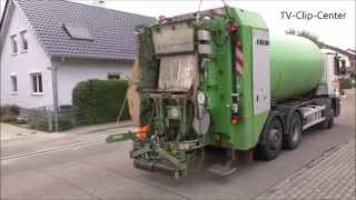 Müllabfuhr leert Mülleimer  Trommel  Garbage Truck at work in Germany [upl. by Eiramave439]