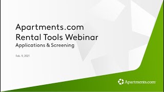 Apartmentscom Webinar  Applications amp Screening [upl. by Dnumde]