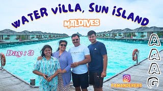 Water Villa Sun Island  Maldives 🌊 • Day  3 • Shark Feeding • Fun at Beach 🏖️ [upl. by Pytlik77]