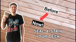 How to stain your deck using Olympic maximum stain and sealant  Andre Bhagwandat [upl. by Latsryc]