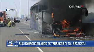 Diduga Korsleting AC Bus Rombongan Anak TK Terbakar di Tol Becakayu [upl. by Nert]