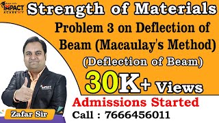 Problem 3 on Deflection of Beam Macaulays Method  Deflection of Beam  Strength of Materials [upl. by Nniuq221]