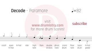 Paramore  Decode Drum Score [upl. by Nanah]