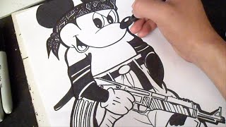 Cómo dibujar a Mickey Mouse Gangsta Wizard Graffiti  Special 5 mil Subs [upl. by Refitsirhc]