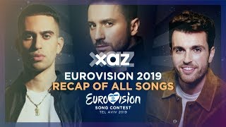 Eurovision 2019 Recap of All Songs [upl. by Llerahs262]