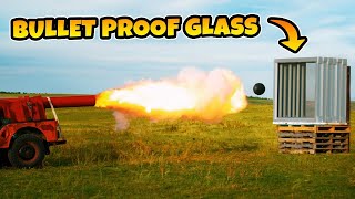 Bowling Ball Cannon Vs Bulletproof Glass Windows at 82000fps [upl. by Elsbeth764]