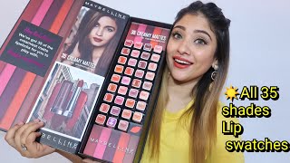 MAYBELLINE Creamy mattes lipstick  All 35 shades swatches [upl. by Dlanor]